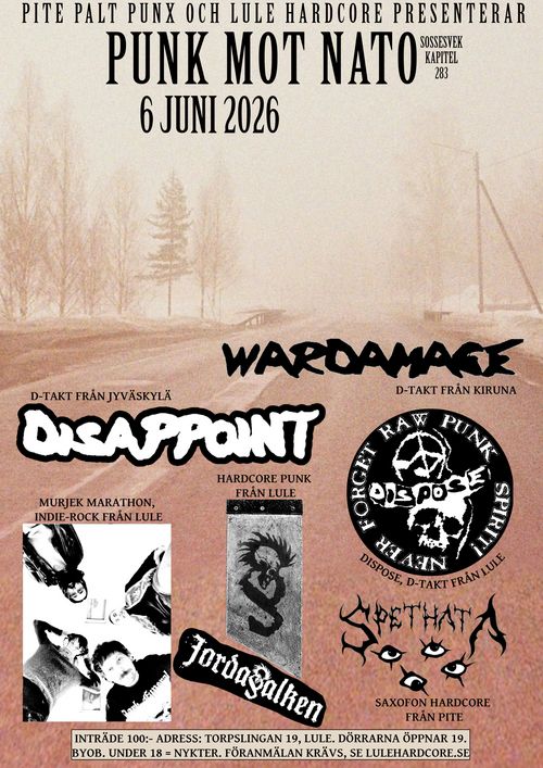6 JUNI: DISAPPOINT / DISPOSE / MURJEK MARATHON / SPETHATA / JORDABALKEN