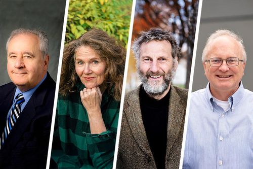 Hedersdoktorer vid Luleå tekniska universitet 2026: Dan M. Frangopol, Anna Azcárate, H-C Holmberg och Robert W. Orttung.